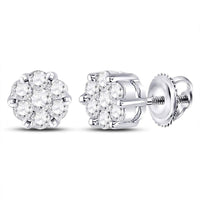 10K White Gold Round Diamond Dangle Earrings - 1/4 Carat Total Diamond Weight