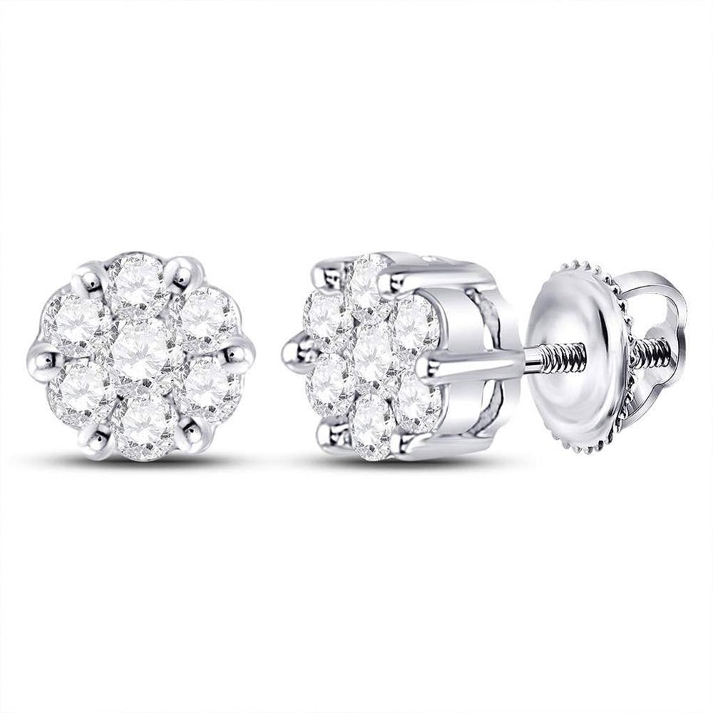 10K White Gold Round Diamond Dangle Earrings - 1/4 Carat Total Diamond Weight