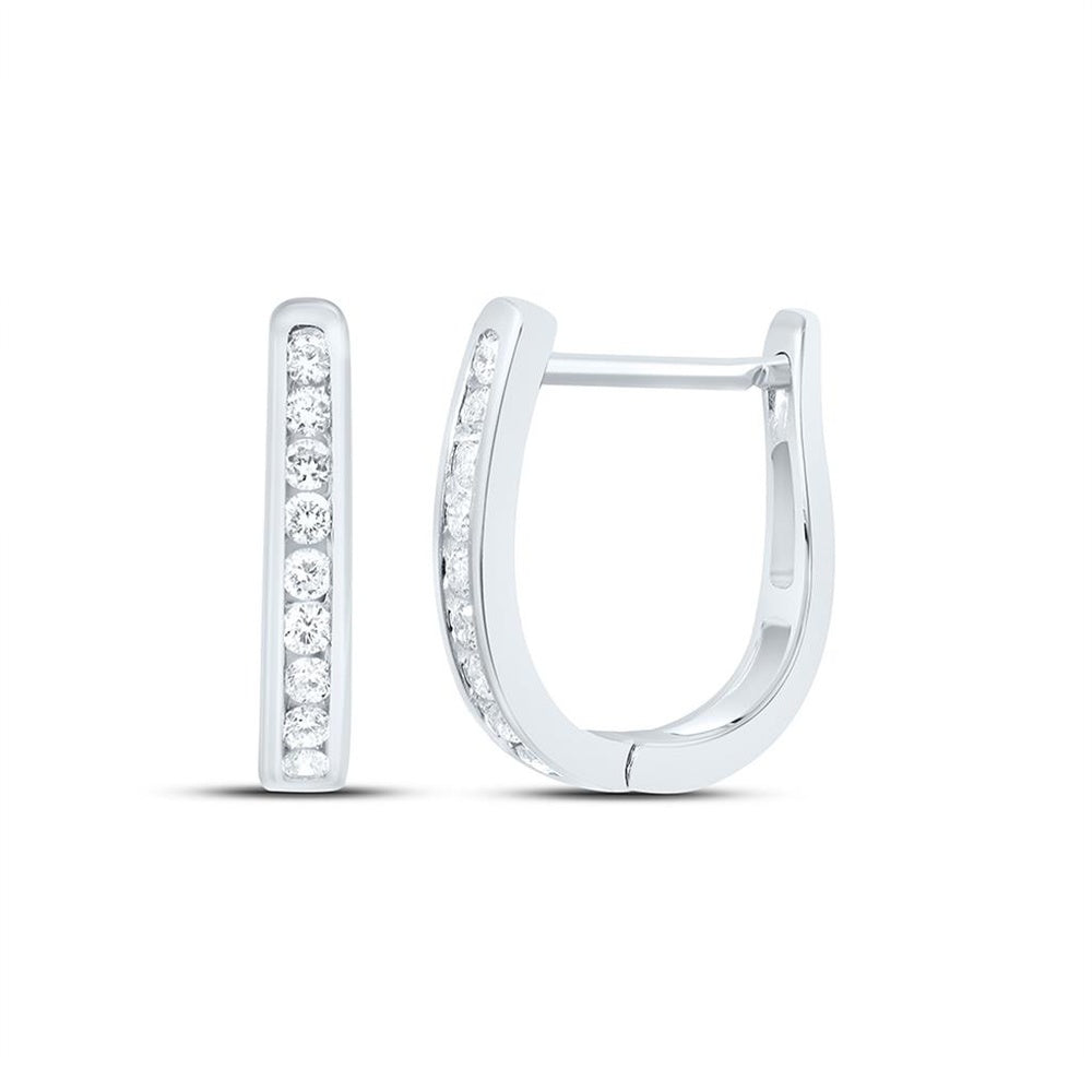 10K White Gold Round Diamond Dangle Earrings - 1/4 Carat Total Diamond Weight