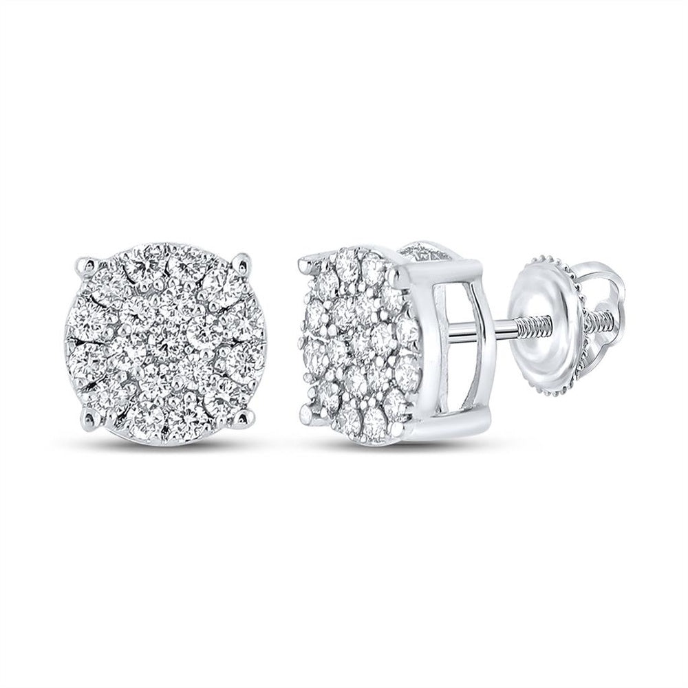 10K White Gold Round Diamond Dangle Earrings - 3/8 Carat Total Diamond Weight