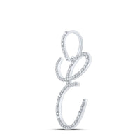 10K White Gold Round Diamond E Initial Letter Pendant - 1/2 Carat Total Diamond Weight