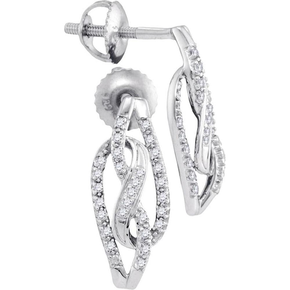 10K White Gold Round Diamond Fashion Earrings - 1/6 Carat Total Diamond Weight