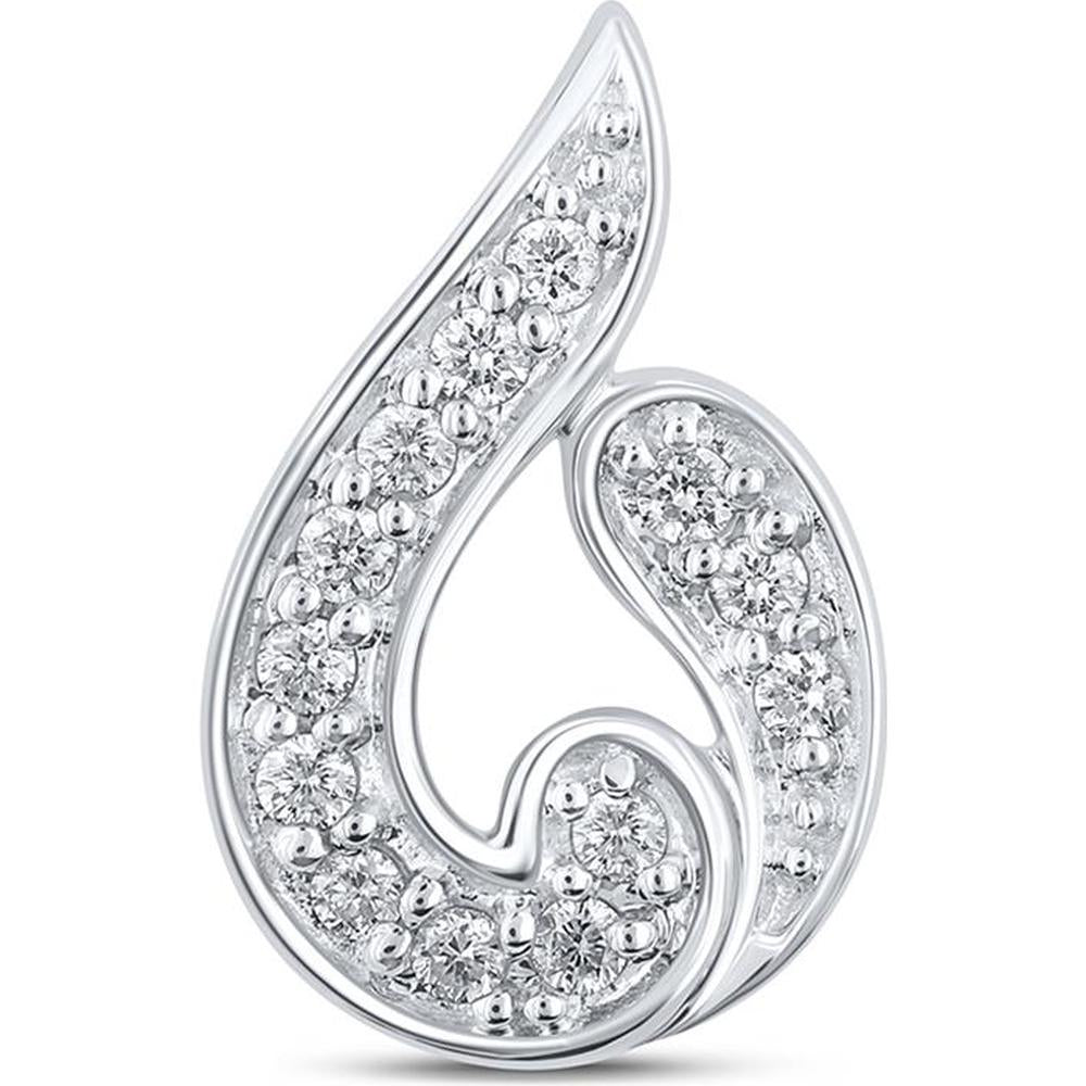 10K White Gold Round Diamond Fashion Pendant with 1/10 Carat Diamond Total Weight
