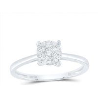 10K White Gold Round Diamond Flower Cluster Ring - 0.25 Carat Total Diamond Weight