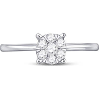 10K White Gold Round Diamond Flower Cluster Ring - 0.25 Carat Total Diamond Weight
