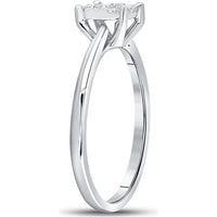 10K White Gold Round Diamond Flower Cluster Ring - 0.25 Carat Total Diamond Weight