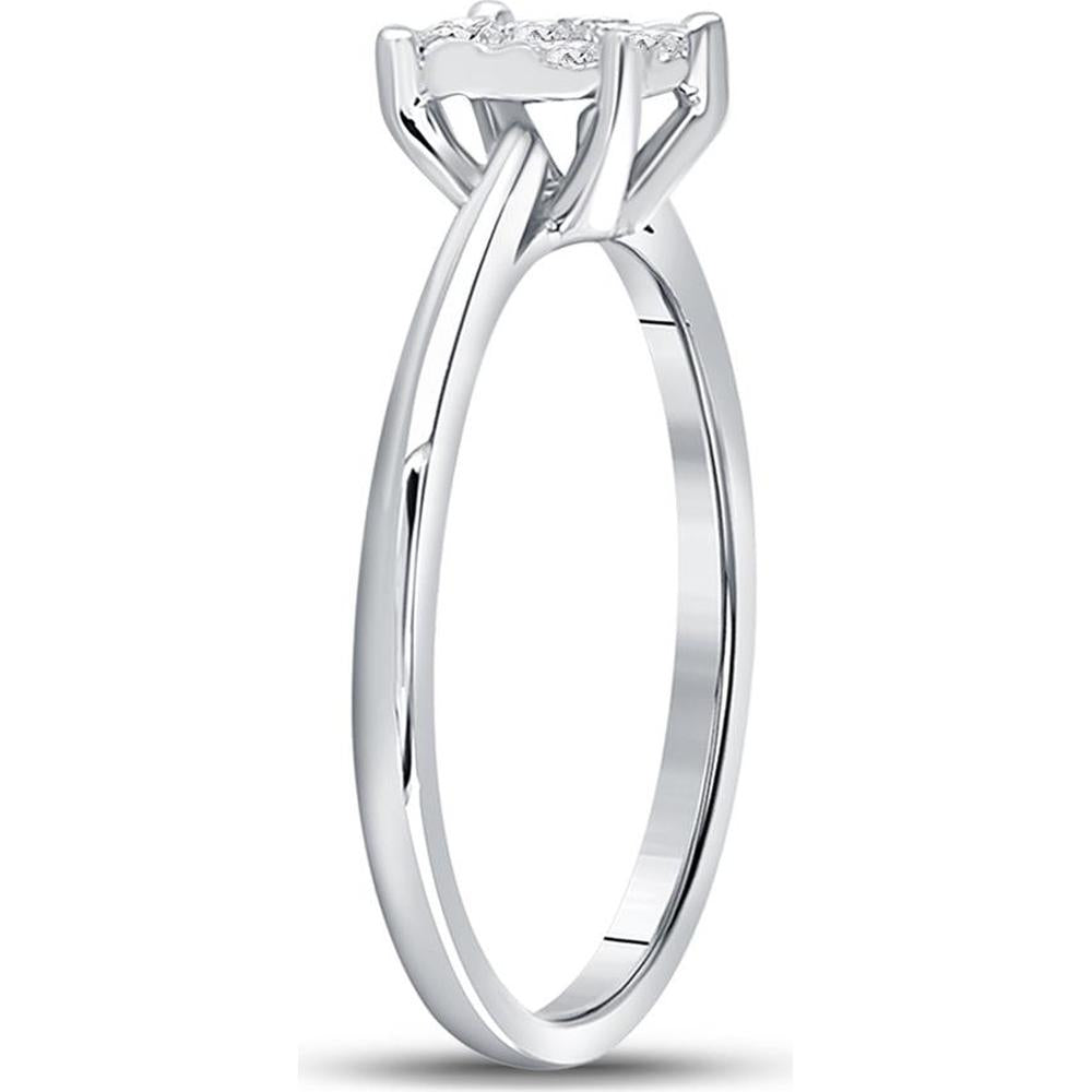 10K White Gold Round Diamond Flower Cluster Ring - 0.25 Carat Total Diamond Weight