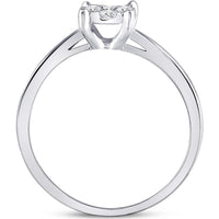 10K White Gold Round Diamond Flower Cluster Ring - 0.25 Carat Total Diamond Weight
