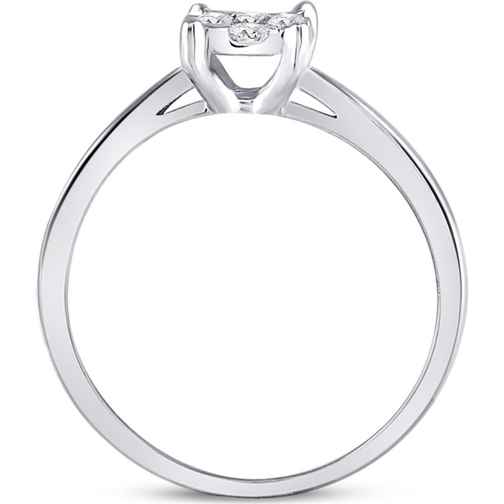 10K White Gold Round Diamond Flower Cluster Ring - 0.25 Carat Total Diamond Weight