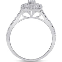 10K White Gold Round Diamond Halo Bridal Wedding Ring Set - 1/2 Carat Total Diamond Weight