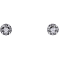 10K White Gold Round Diamond Halo Stud Earrings - 0.25 Carats Total Diamond Weight