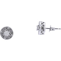 10K White Gold Round Diamond Halo Stud Earrings - 0.25 Carats Total Diamond Weight