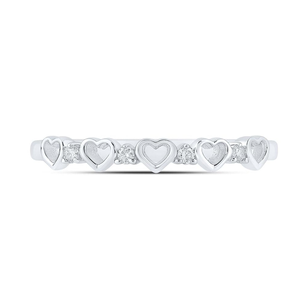 10K White Gold Round Diamond Heart Ring - 1/20 Carat Total Diamond Weight