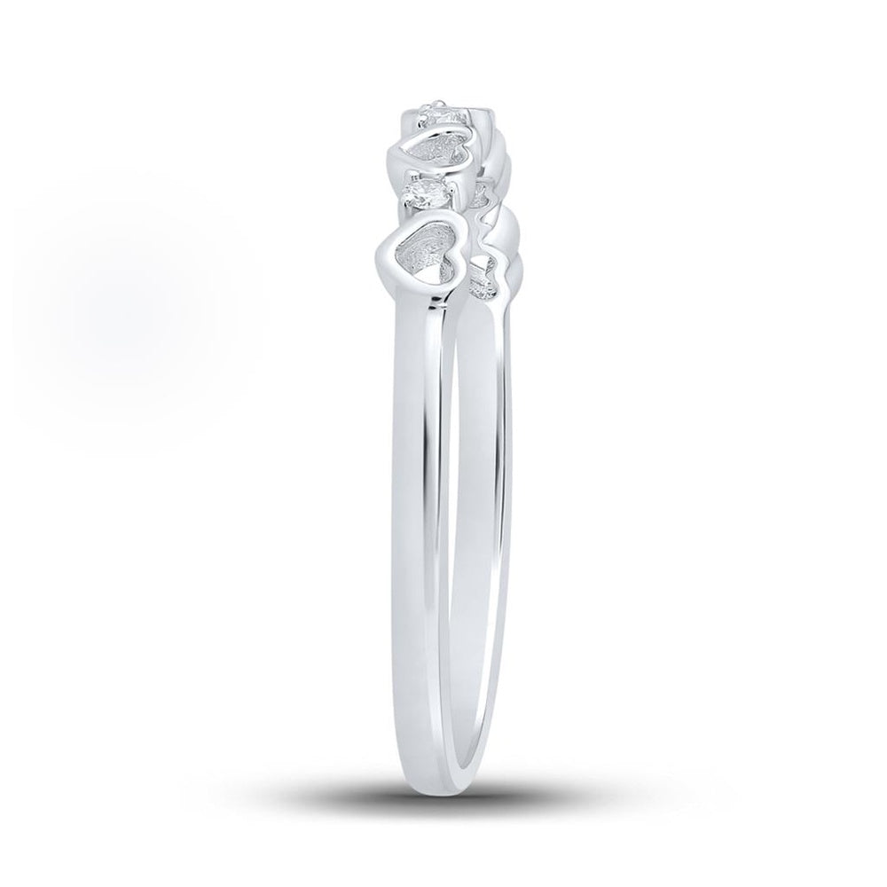 10K White Gold Round Diamond Heart Ring - 1/20 Carat Total Diamond Weight