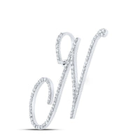 10K White Gold Round Diamond N Initial Letter Pendant - 5/8 Carat Total Diamond Weight