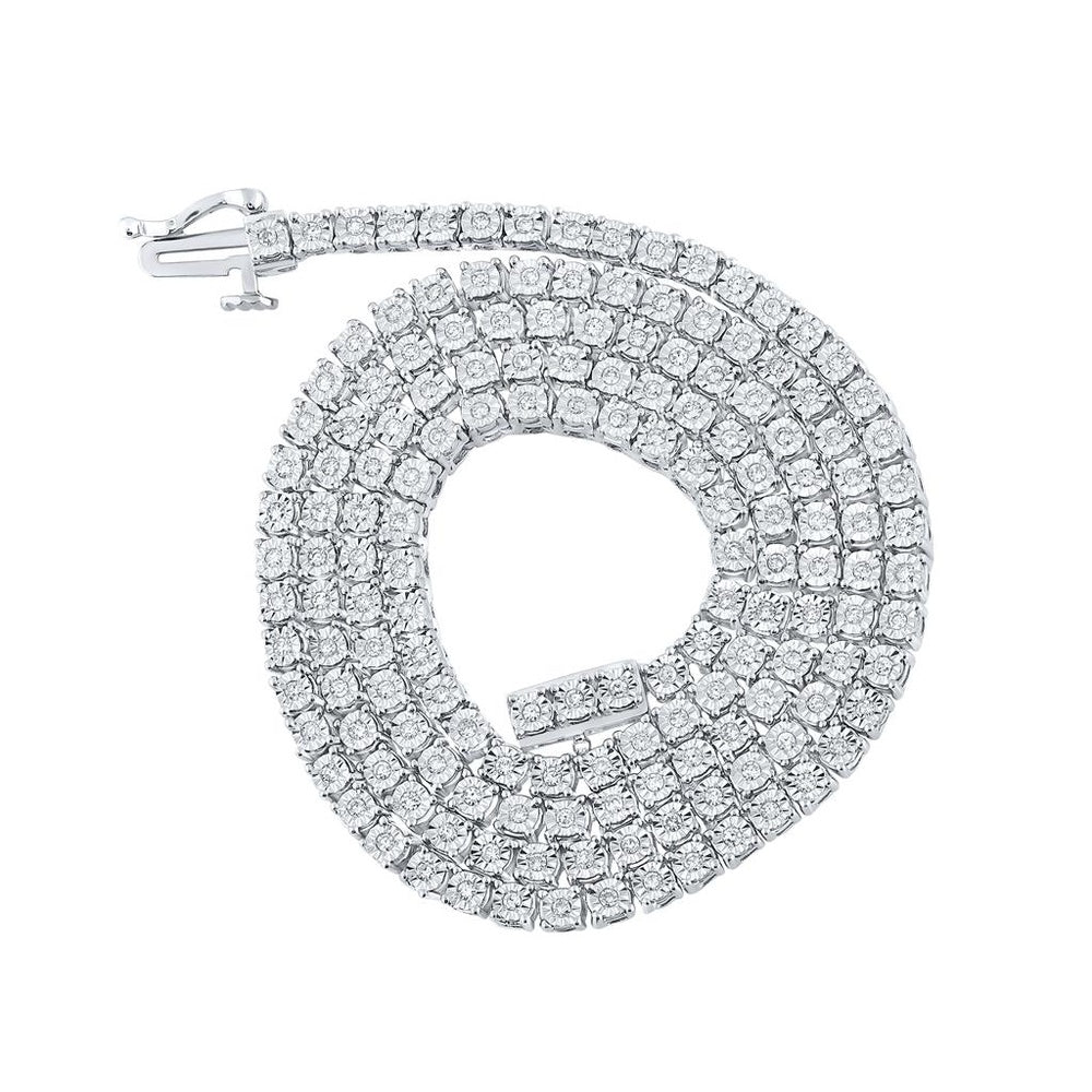 10K White Gold Round Diamond Necklace - 1 Carat Total Diamond Weight