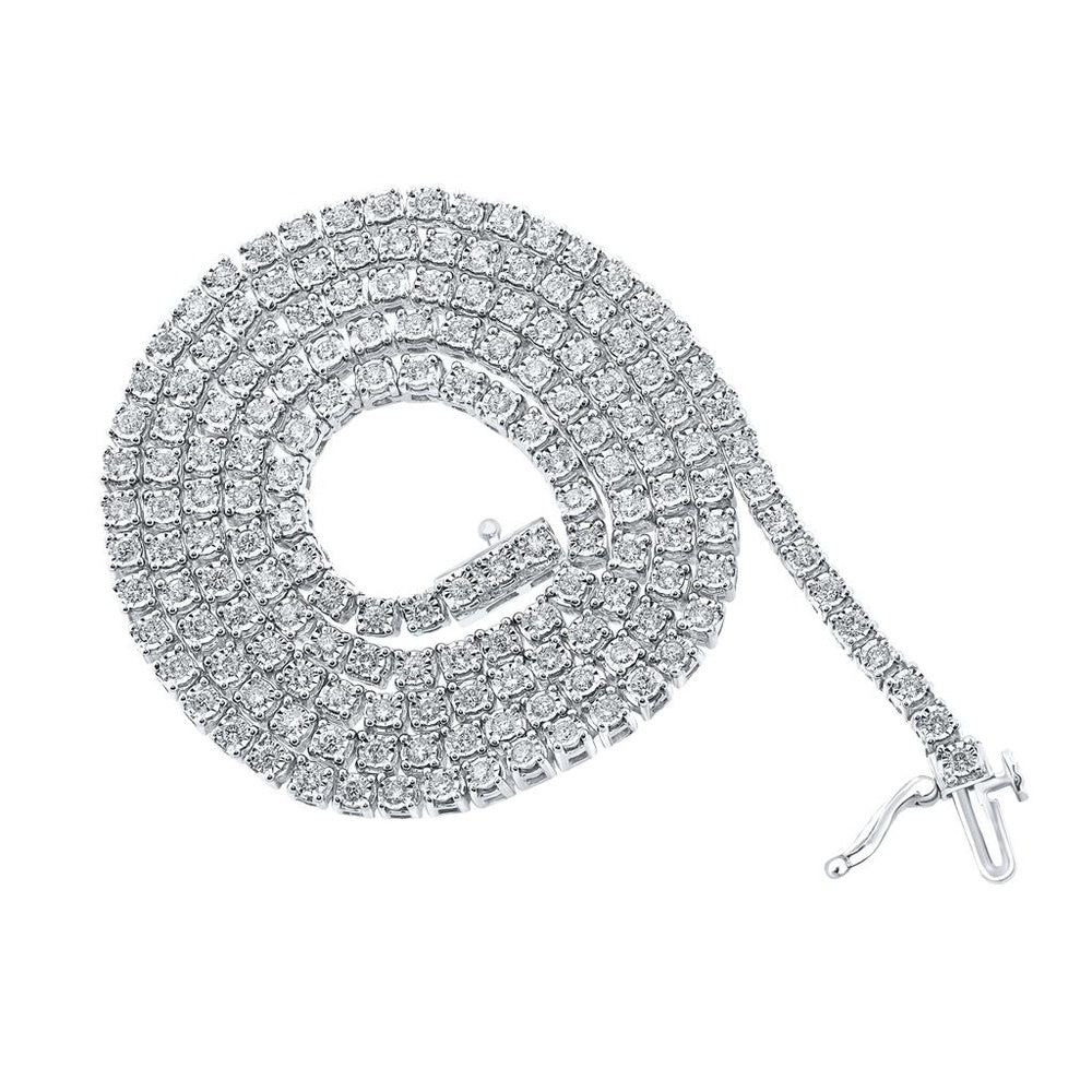 10K White Gold Round Diamond Necklace - 3 Carat Total Diamond Weight