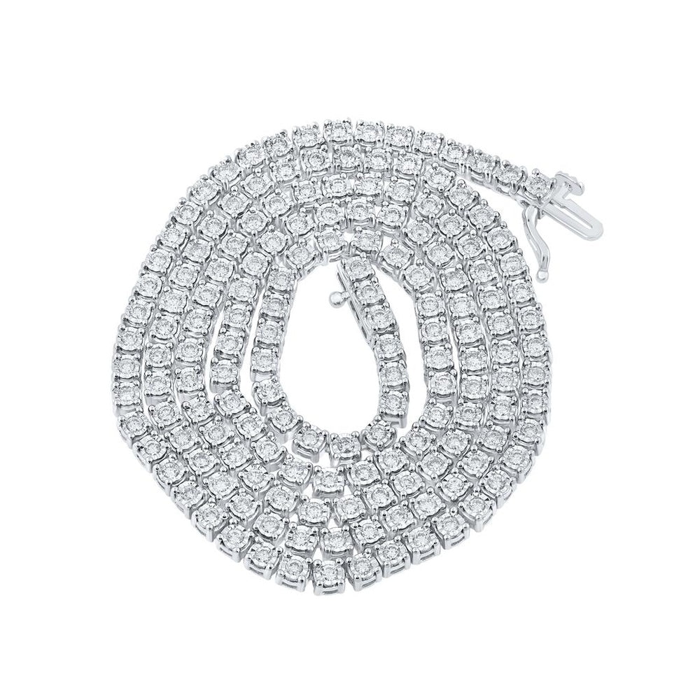 10K White Gold Round Diamond Necklace - 4 and 1/5 Carat Total Diamond Weight