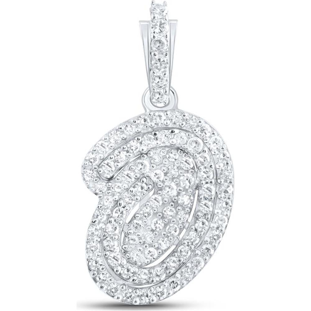 10K White Gold Round Diamond "O" Initial Pendant Necklace - 0.21 Carat Total Diamond Weight
