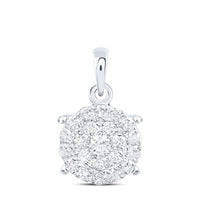 10K White Gold Round Diamond Pendant - 1/2 Carat Total Diamond Weight