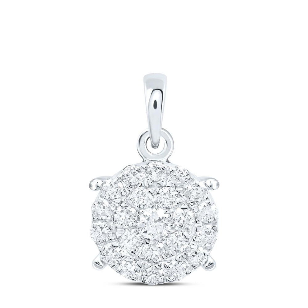 10K White Gold Round Diamond Pendant - 1/2 Carat Total Diamond Weight