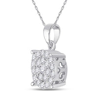 10K White Gold Round Diamond Pendant - 1/2 Carat Total Diamond Weight