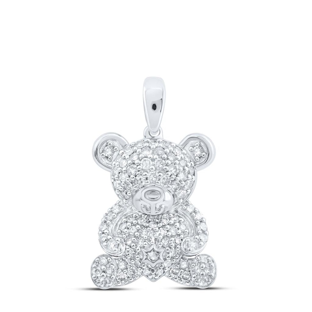 10K White Gold Round Diamond Pendant - 1/2 Carat Total Diamond Weight