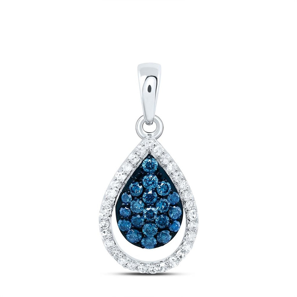 10K White Gold Round Diamond Pendant - 1/2 Carat Total Diamond Weight