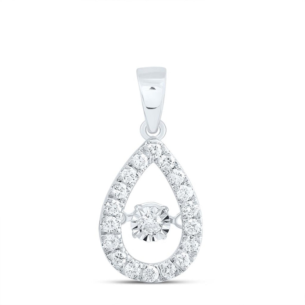 10K White Gold Round Diamond Pendant - 1/3 Carat Total Diamond Weight