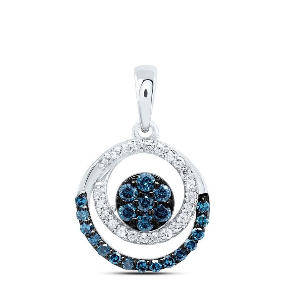 10K White Gold Round Diamond Pendant - 1/3 Carat Total Diamond Weight