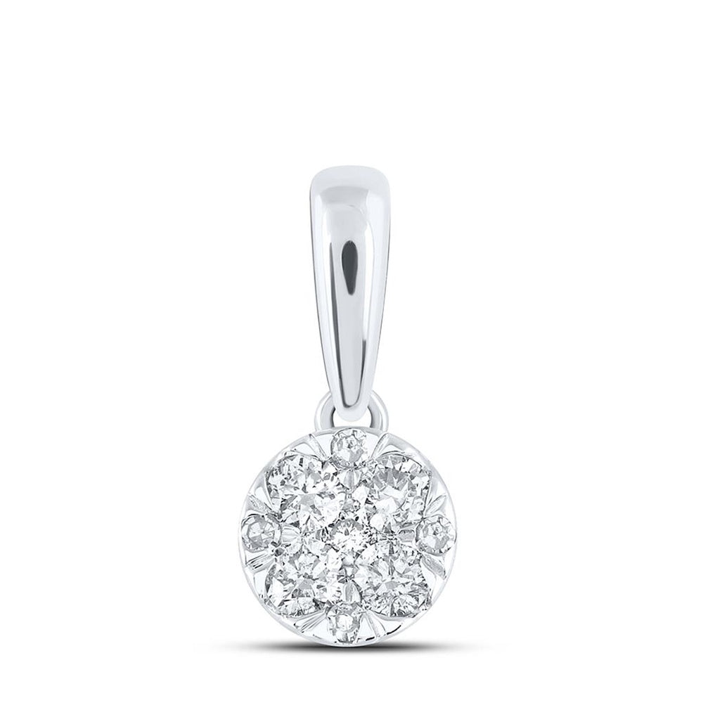 10K White Gold Round Diamond Pendant - 1/4 Carat Total Diamond Weight