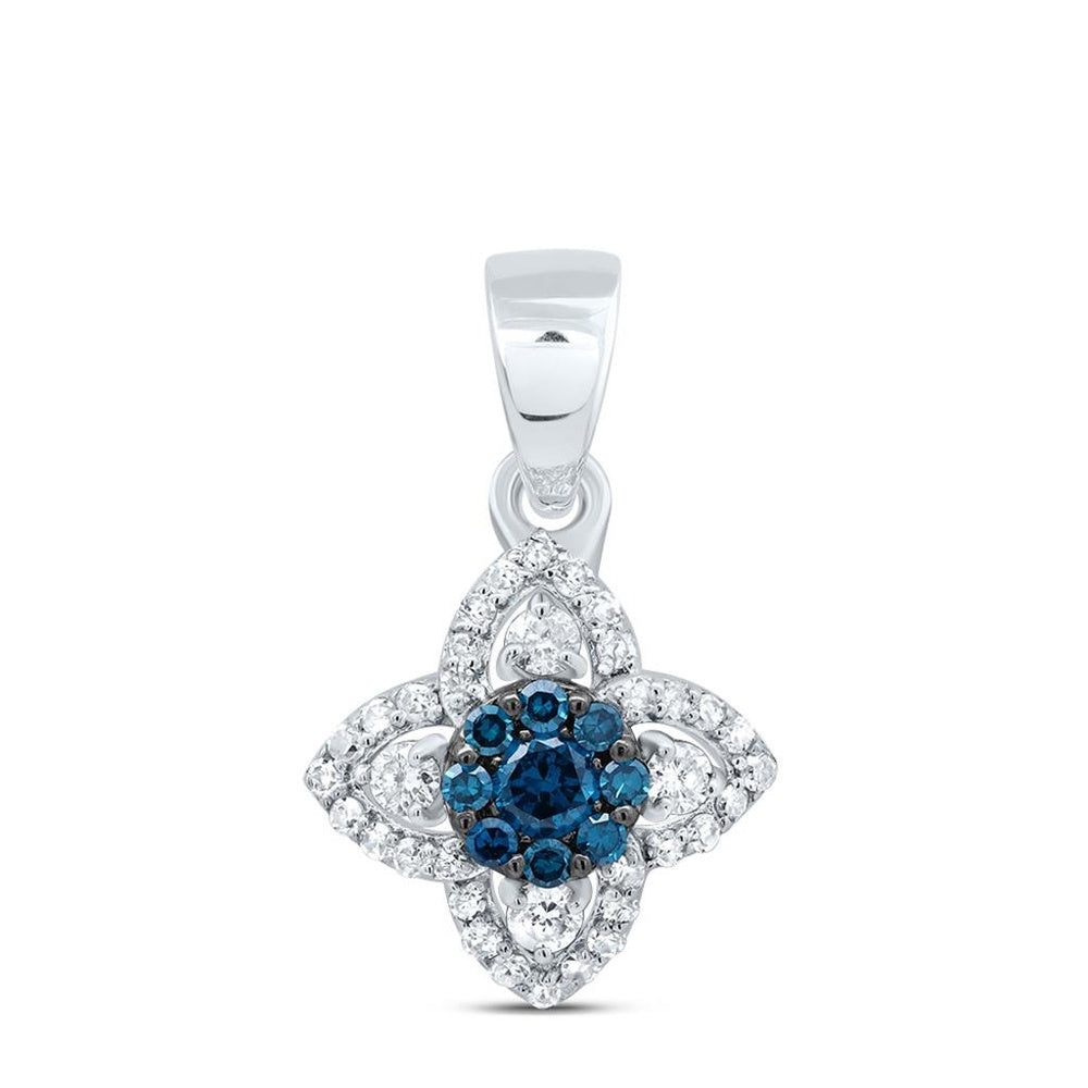 10K White Gold Round Diamond Pendant - 1/4 Carat Total Diamond Weight