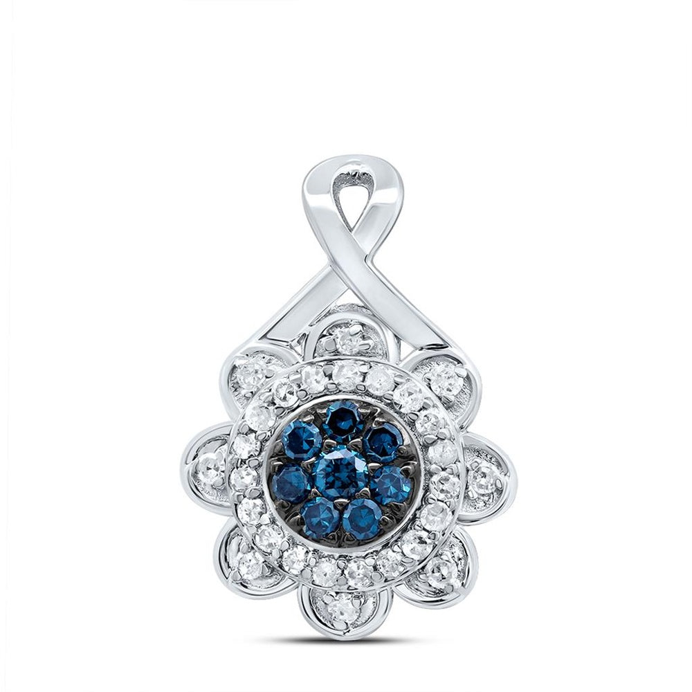 10K White Gold Round Diamond Pendant - 1/5 Carat Total Diamond Weight