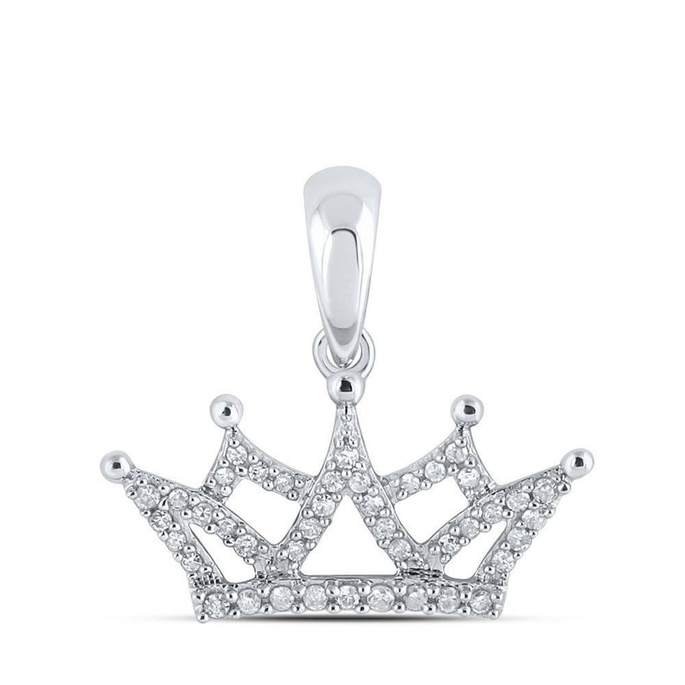 10K White Gold Round Diamond Pendant - 1/6 Carat Total Diamond Weight