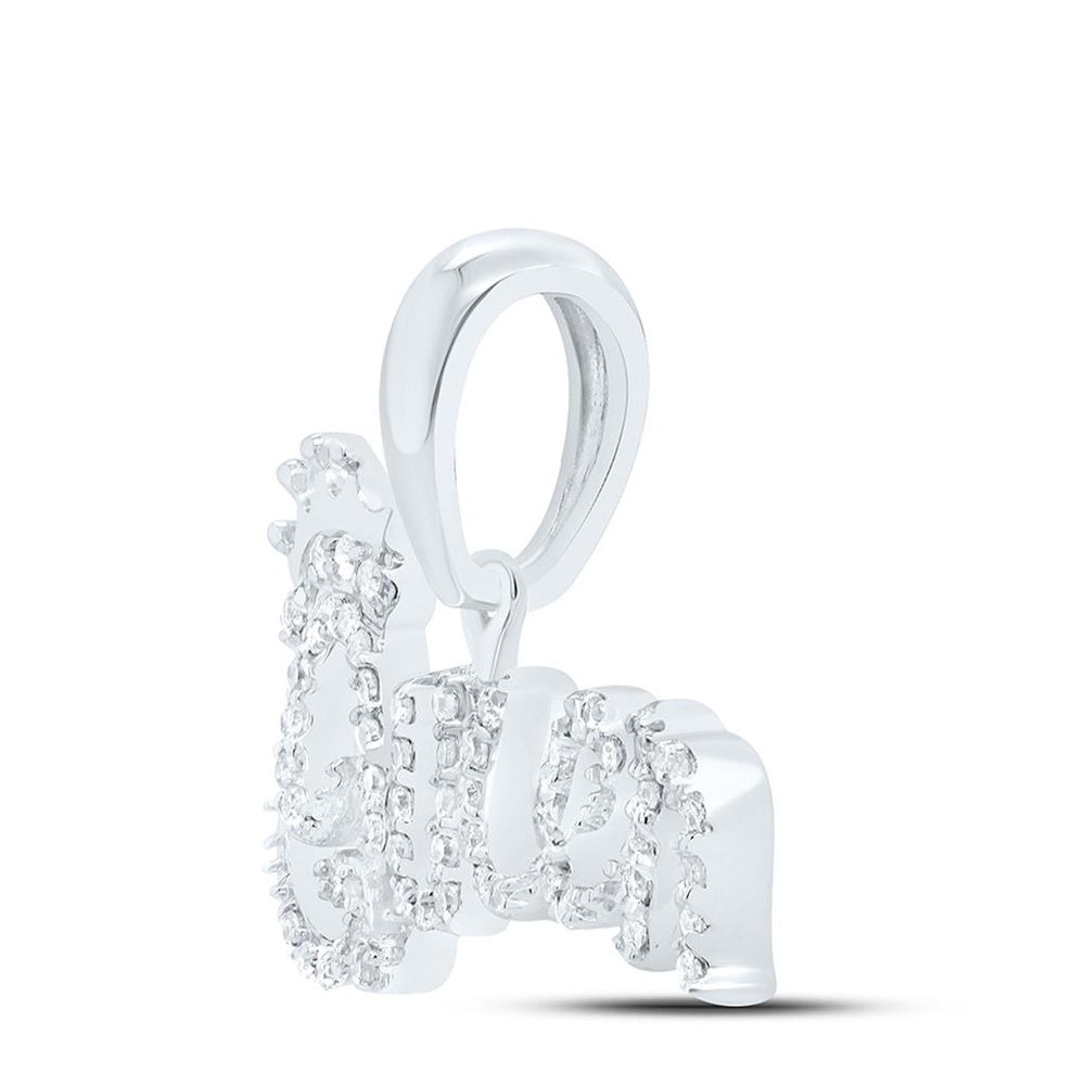 10K White Gold Round Diamond Pendant - 1/6 Carat Total Diamond Weight