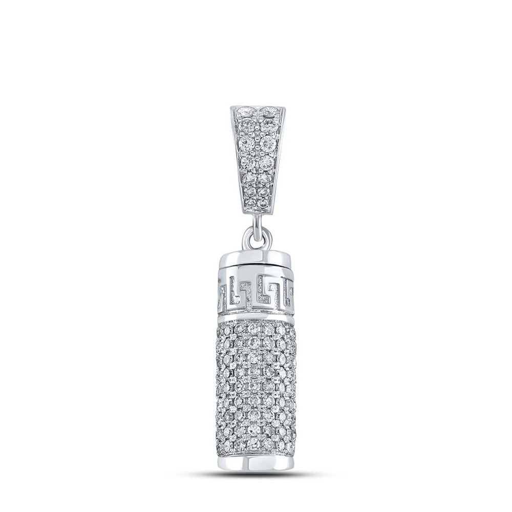 10K White Gold Round Diamond Pendant - 1 Carat Total Diamond Weight
