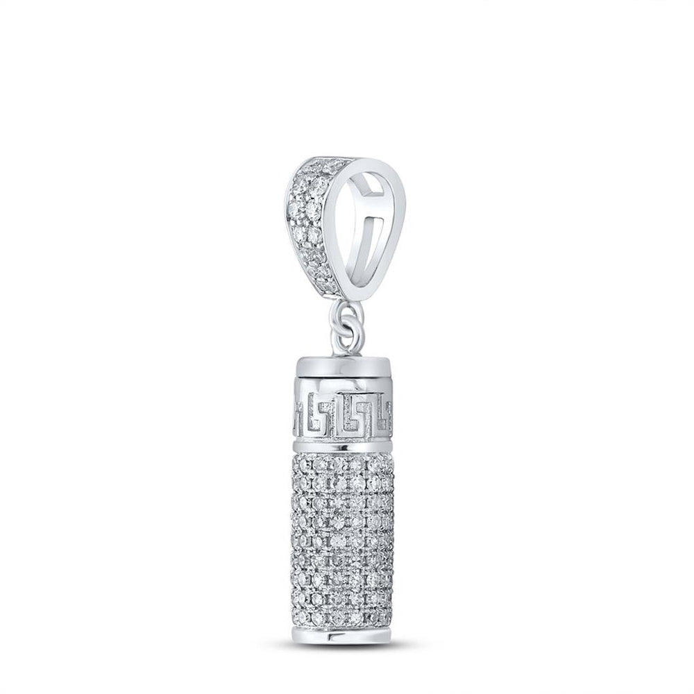 10K White Gold Round Diamond Pendant - 1 Carat Total Diamond Weight