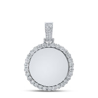 10K White Gold Round Diamond Pendant - 3/4 Carat Total Diamond Weight