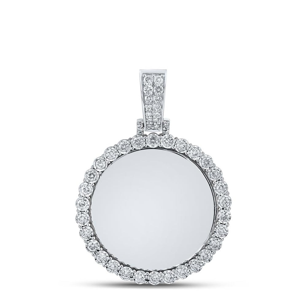 10K White Gold Round Diamond Pendant - 3/4 Carat Total Diamond Weight