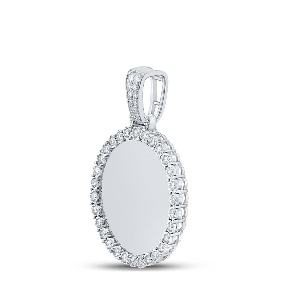 10K White Gold Round Diamond Pendant - 3/4 Carat Total Diamond Weight