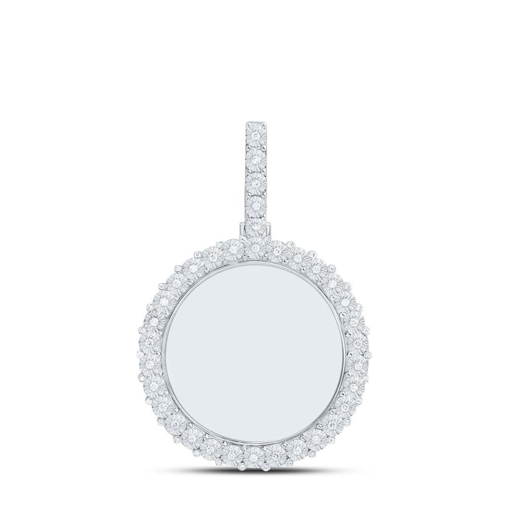 10K White Gold Round Diamond Pendant - 5/8 Carat Total Diamond Weight
