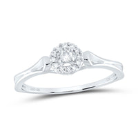 10K White Gold Round Diamond Ring - 1/10 Carat Total Diamond Weight
