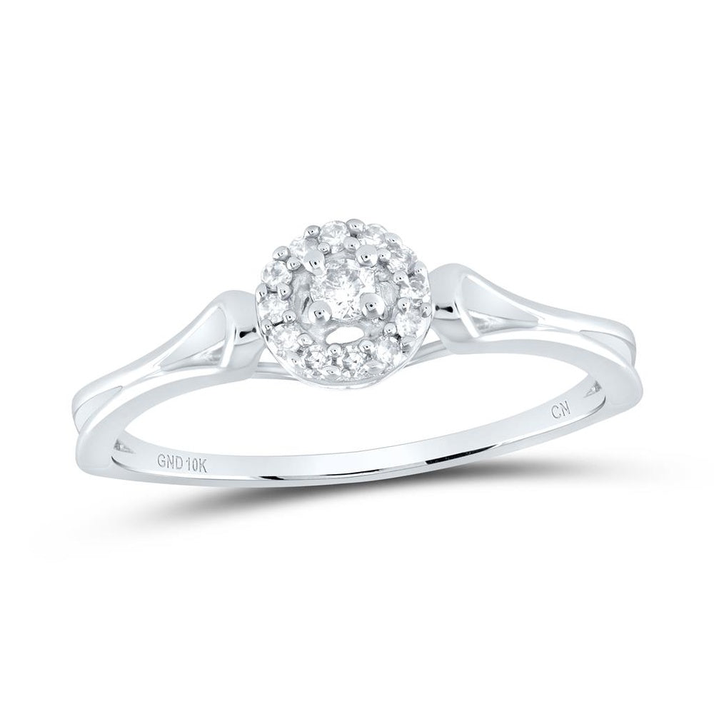 10K White Gold Round Diamond Ring - 1/10 Carat Total Diamond Weight