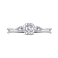 10K White Gold Round Diamond Ring - 1/10 Carat Total Diamond Weight