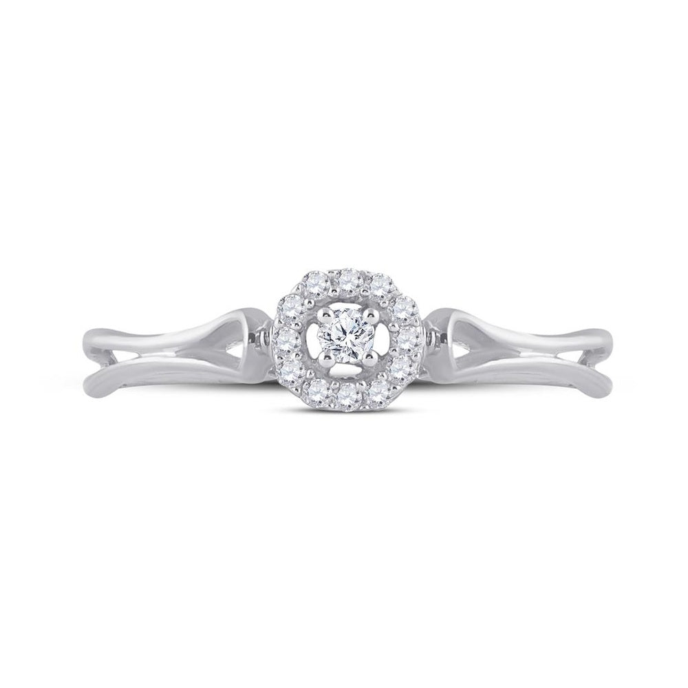 10K White Gold Round Diamond Ring - 1/10 Carat Total Diamond Weight