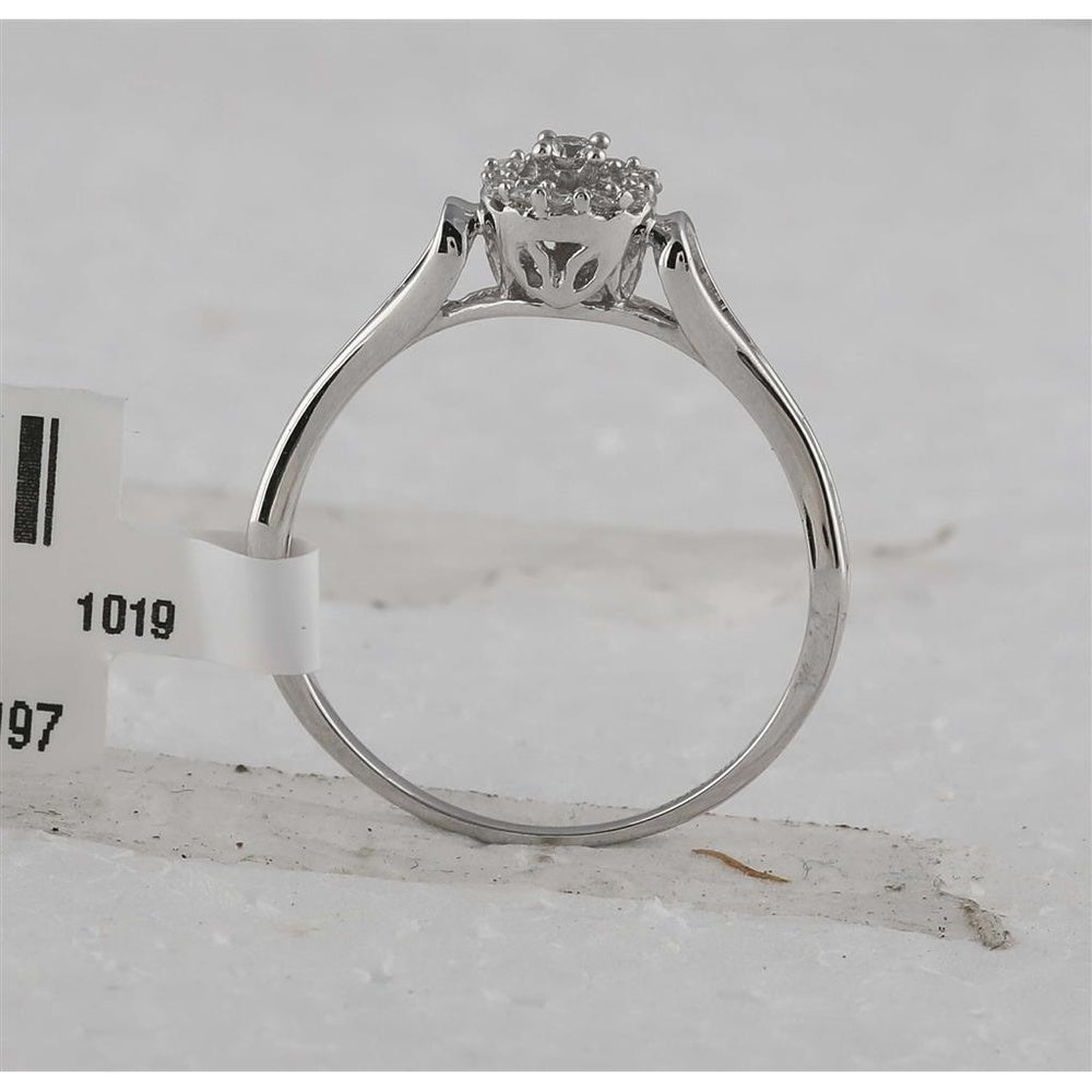 10K White Gold Round Diamond Ring - 1/10 Carat Total Diamond Weight