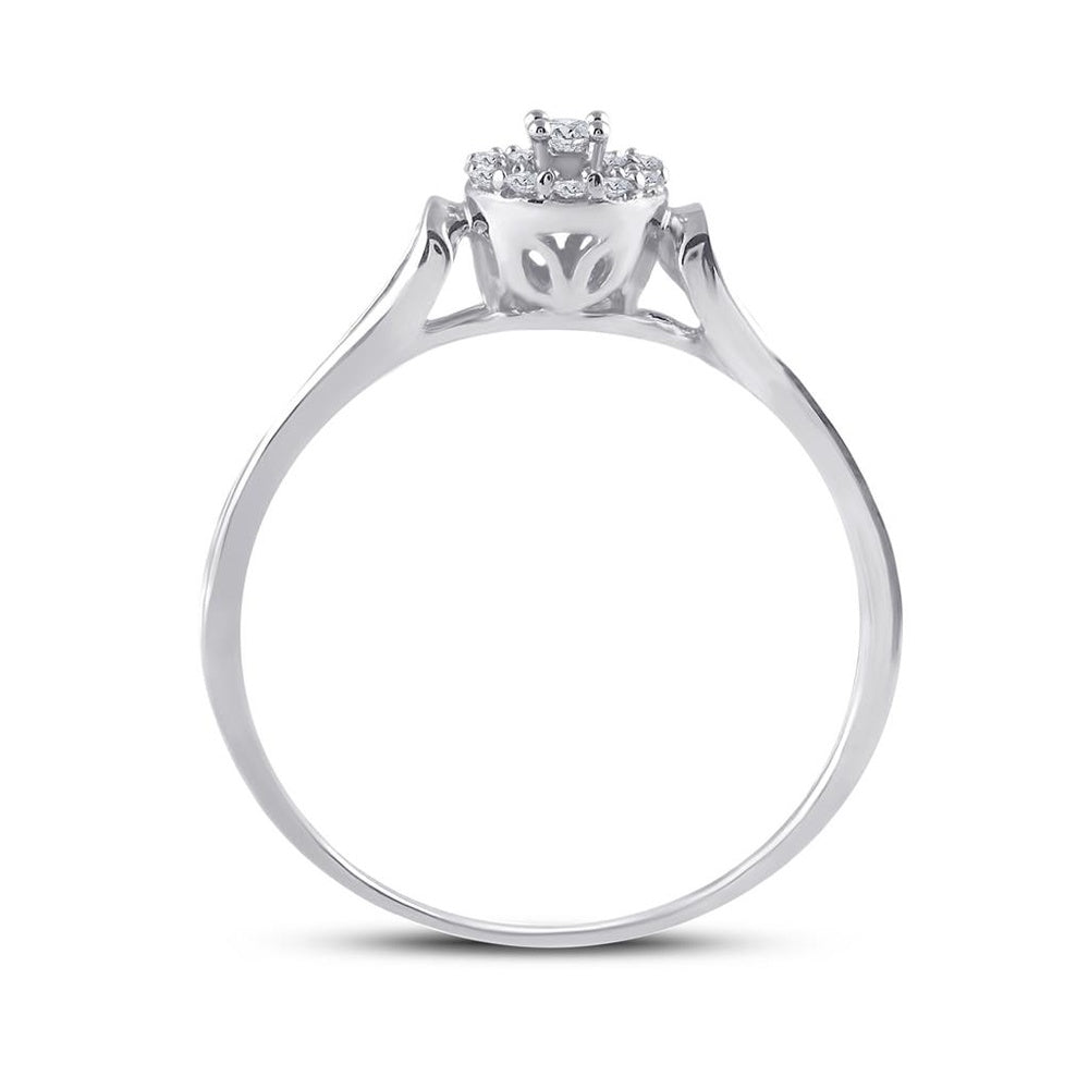 10K White Gold Round Diamond Ring - 1/10 Carat Total Diamond Weight