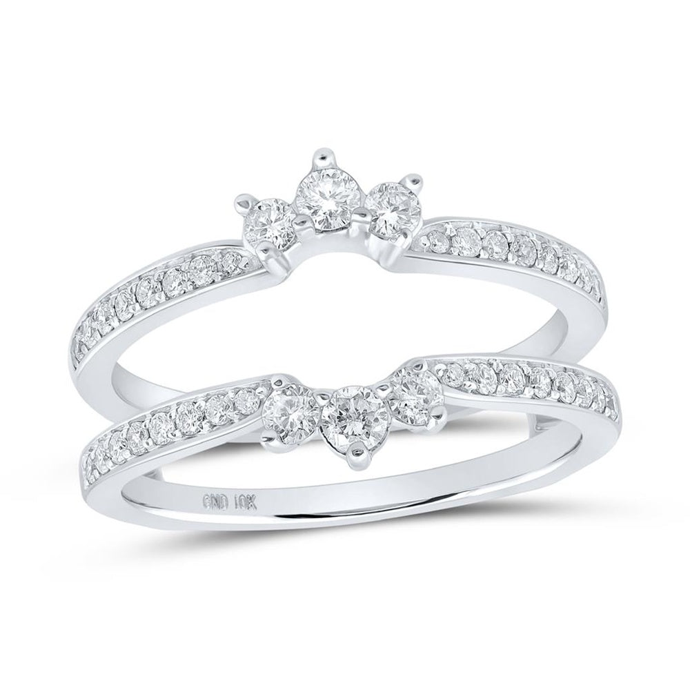 10K White Gold Round Diamond Ring - 1/2 Carat Total Diamond Weight
