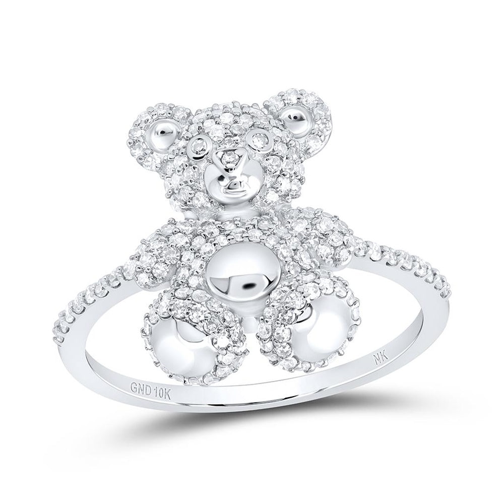 10K White Gold Round Diamond Ring - 1/2 Carat Total Diamond Weight