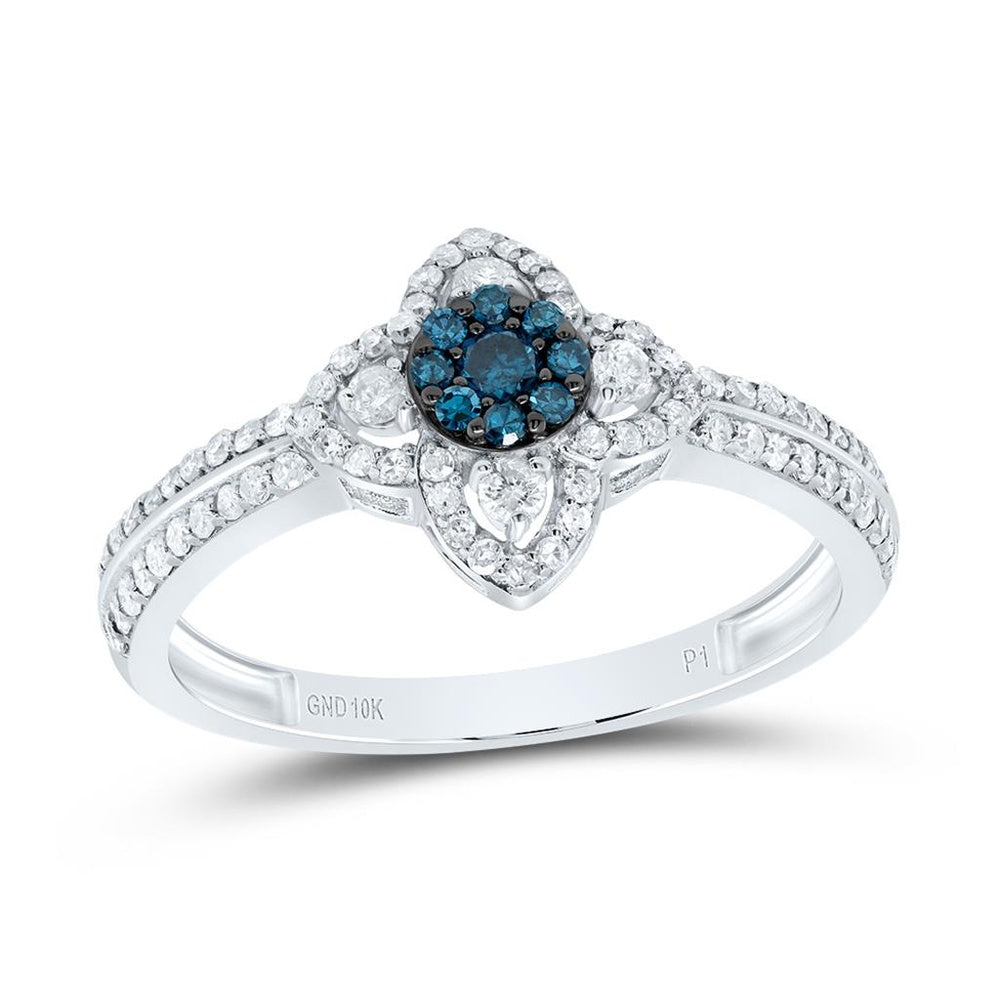 10K White Gold Round Diamond Ring - 1/2 Carat Total Diamond Weight